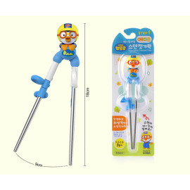 Đũa Tập Ăn INOX 304 Cho Bé Hoạt Hình 3D Pororo Hàng Hàn Quốc