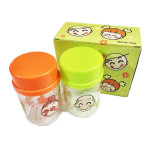 Bộ 2 lọ thủy tinh có thìa, nắp 400ml đựng gia vị mặt hề 9034