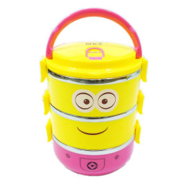 Cặp lồng cơm Inox giữ nhiệt 3 tầng Minions 2.1L - Vàng hồng