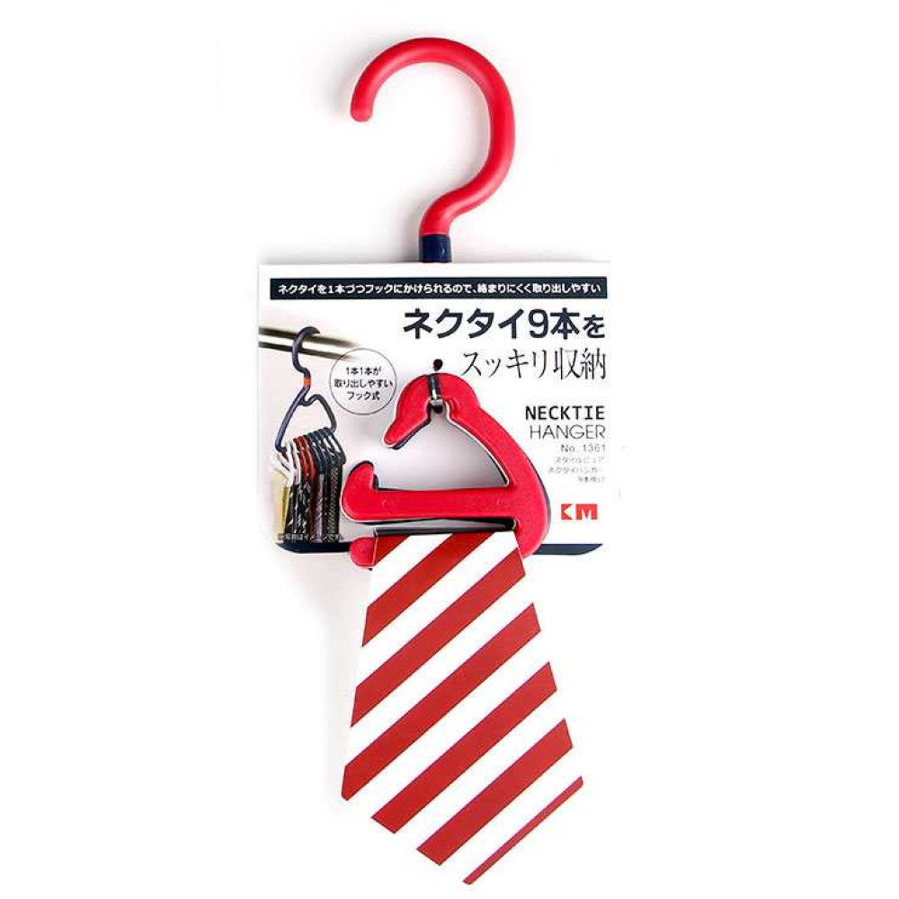 Móc treo 9 cà vạt, khăn mùi xoa KM 1361 hàng Nhật (Đỏ)