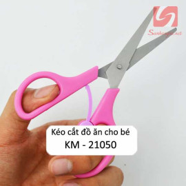 Kéo cắt đồ ăn cho bé KM 21050 hàng xuất Nhật - Hồng