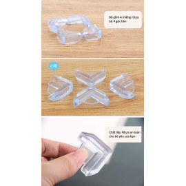 Bộ 4 miếng nhựa dẻo bịt góc bàn trong suốt KM 365 hàng Nhật