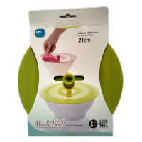 Nắp đậy tô, bát, cốc Silicon có nún 21cm KM-1294 hàng Nhật - Xanh lá