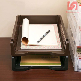 Khay đựng tài liệu A4 xếp chồng Niheshi 6196 hàng Nhật - Đen