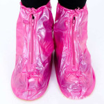 Ủng đi mưa bảo vệ giầy cố ngắn đế chống trơn - Hồng