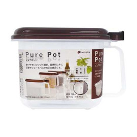 Hộp đựng gia vị Pure Pot kèm thìa Inomata 720ml hàng Nhật (nắp Nâu)