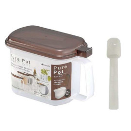 Hộp đựng gia vị Pure Pot kèm thìa Inomata 720ml hàng Nhật (nắp Nâu)