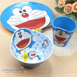 Bộ đồ dùng ăn hình Doraemon cho bé hàng xuất Nhật 02
