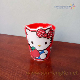Bộ đồ dùng ăn hình Hello Kitty đỏ cho bé hàng xuất Nhật 02