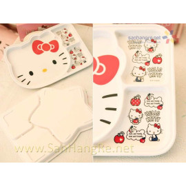 Khay ăn chia 3 ngăn hoạt hình Hello Kitty hàng xuất Nhật