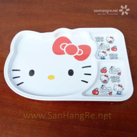 Khay ăn chia 3 ngăn hoạt hình Hello Kitty hàng xuất Nhật