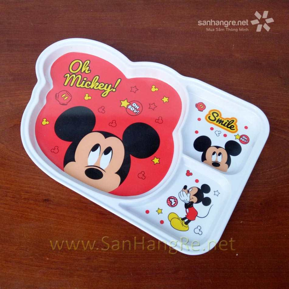 Khay ăn chia 3 ngăn hoạt hình Micky Mouse hàng xuất Nhật