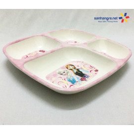 Khay ăn chia 4 ngăn hoạt hình Elsa và Anna hàng xuất Nhật