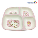 Khay ăn chia 4 ngăn hoạt hình mèo hồng Hello Kitty hàng xuất Nhật