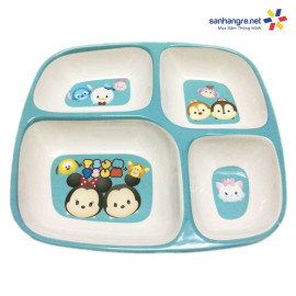 Khay ăn chia 4 ngăn hoạt hình Tsum Tsum hàng xuất Nhật