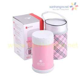 Bình đựng thức ăn hút chân không 500ml Elmich EL6844 (kèm túi) - Hồng