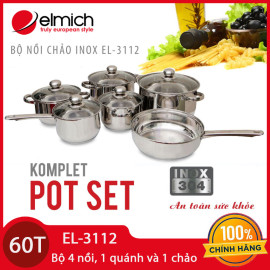 Bộ 5 nồi và 1 chảo inox 304 cao cấp 5 đáy Elmich Komplet EL3112