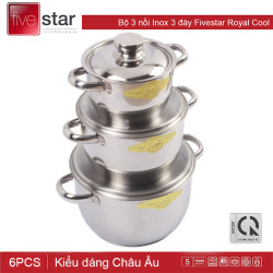 Bộ 3 nồi Inox 3 đáy Fivestar Royal Cool dùng bếp từ chính hãng, bảo hành 60 tháng