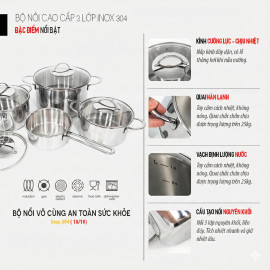 Bộ 4 nồi, quánh Inox 304 thân đúc Fivestar Plus FPB4006 bảo hành 25 năm