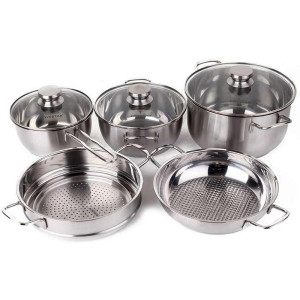 Bộ 5 nồi Inox 3 đáy Fivestar nắp kính Tân Hợp Thành dùng bếp từ, bảo hành 5 năm