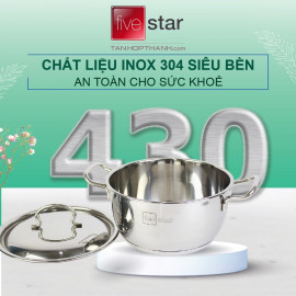 Bộ 5 nồi Inox 3 đáy Fivestar dùng bếp từ chính hãng Tân Hợp Thành, bảo hành 60 tháng