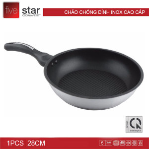 Chảo chống dính Inox 3 đáy Fivestar đường kính 28cm dùng bếp từ, hàng chính hãng bảo hành 5 năm