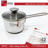 Quánh nấu bột Inox 3 đáy đường kính 14cm Fivestar nắp kính dùng bếp từ hàng chính hãng