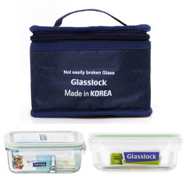 Bộ hộp thủy tinh 715ml, hộp chia ngăn 670ml và túi giữ nhiệt Glasslock