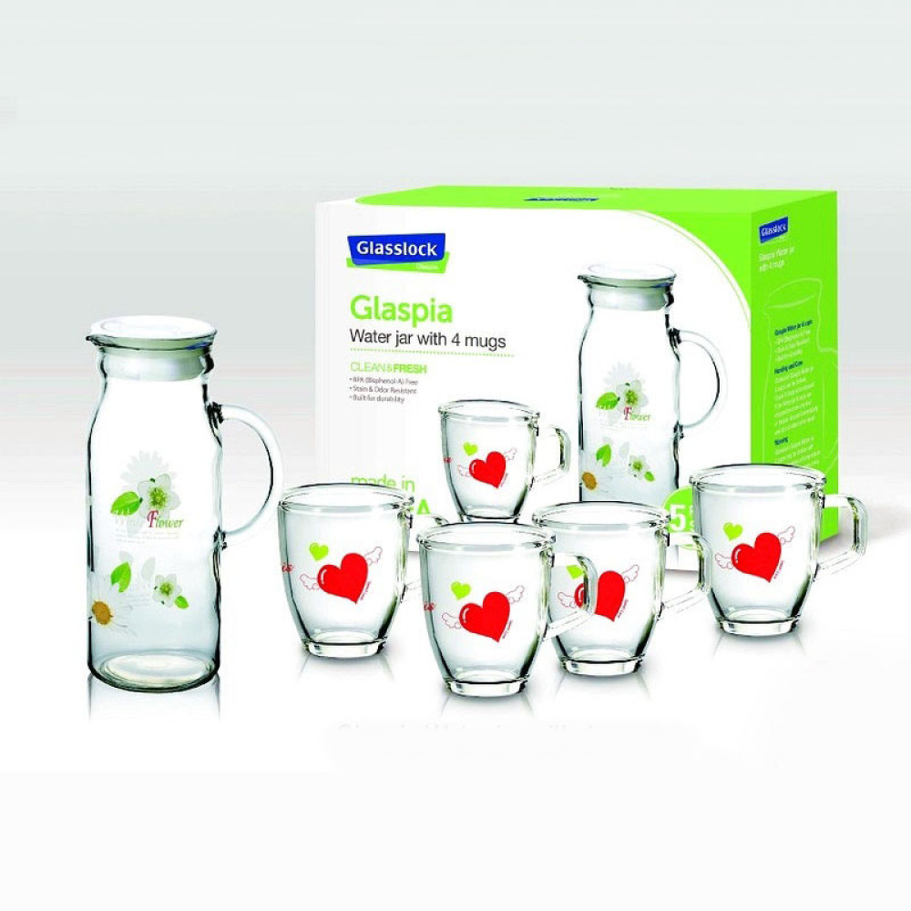 Bộ bình nước và 4 ly thủy tinh Glasslock CG982