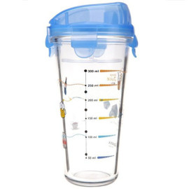 Ly thủy tinh chia vạch có nắp Glasslock Diet Shaker PC318 450ml (Xanh)