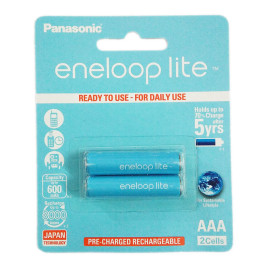 Bộ 2 pin sạc AAA Panasonic Eneloop Lite 600mAh BK-4LCCE/2BT (Hàng chính hãng)