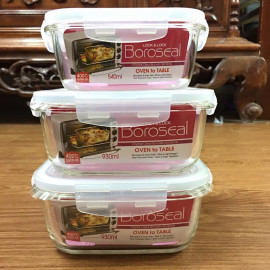 Bộ 3 hộp thủy tinh vuông Lock&Lock LLG205-3