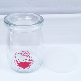 Combo 12 hũ thủy tinh làm sữa chua 100ml in hình Hello Kitty