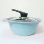 Nồi Ceramic vân đá đáy từ ILO Kitchen Hàn Quốc 21cm nắp kính - Xanh