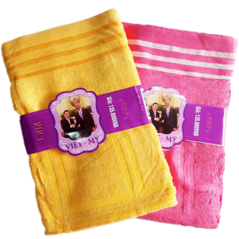 Bộ 2 khăn tắm xơ tre Việt Mỹ cao cấp - Vàng Tím