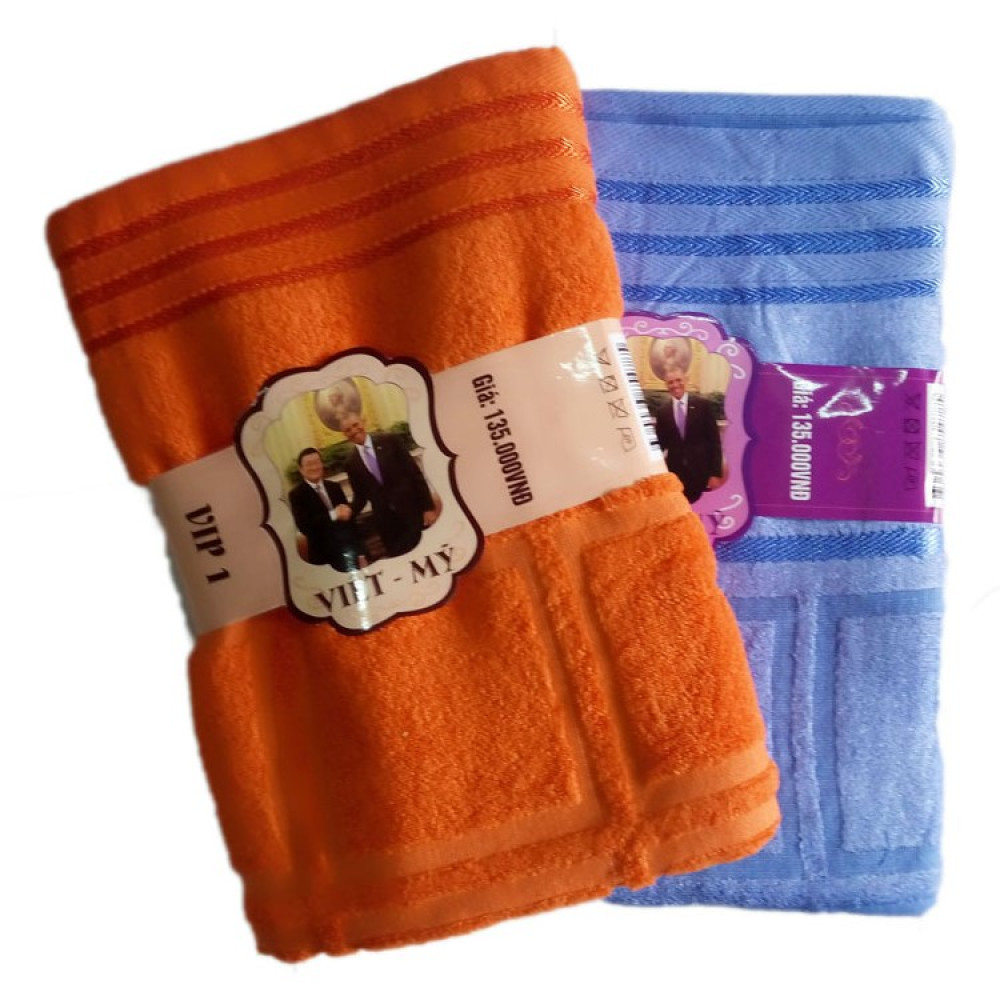 Bộ 2 khăn tắm xơ tre Việt Mỹ cao cấp - Xanh Cam
