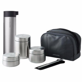Bộ 3 hộp cơm Inox giữ nhiệt Lock&Lock LHC8016S01 (Tặng Bình giữ nhiệt 400ml)