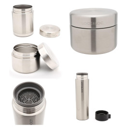 Bộ 3 hộp cơm Inox giữ nhiệt Lock&Lock LHC8016S01 (Tặng Bình giữ nhiệt 400ml)