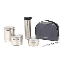 Bộ 3 hộp cơm Inox giữ nhiệt Lock&Lock LHC8016S01 (Tặng Bình giữ nhiệt 400ml)