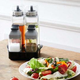 Bộ 4 hũ đựng gia vị thủy tinh kèm khay Lock&Lock LLG702