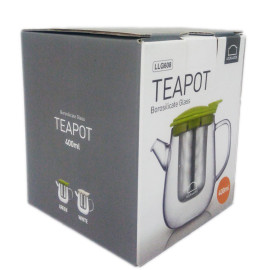 Bình lọc trà thủy tinh có tay cầm Lock&lock Teapot LLG608 400ml nắp xanh lá