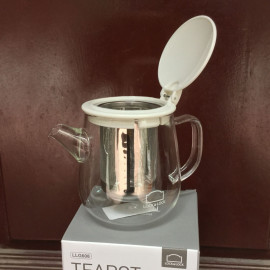 Bình lọc trà thủy tinh có tay cầm Lock&lock Teapot LLG608 400ml nắp trắng