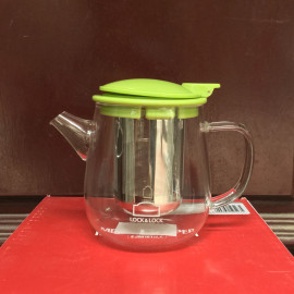 Bình lọc trà thủy tinh có tay cầm Lock&lock Teapot LLG608 400ml nắp xanh lá