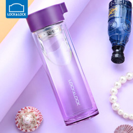 Bình nước thủy tinh 2 lớp chống nóng tay Lock&lock Crystal LLG653VOL 350ml màu tím