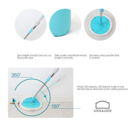 Bộ lau nhà xoay tay 360 độ Lock&Lock Corner ETM494 kèm 2 bông lau