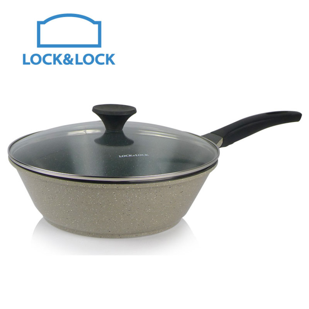 Chảo đá cao cấp 30cm vung kính Lock&lock Stone LCA6305D dùng bếp từ