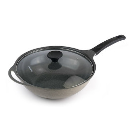 Chảo vân đá sâu lòng 32cm vung kính Lock&lock Stone LCA6325 dùng bếp từ