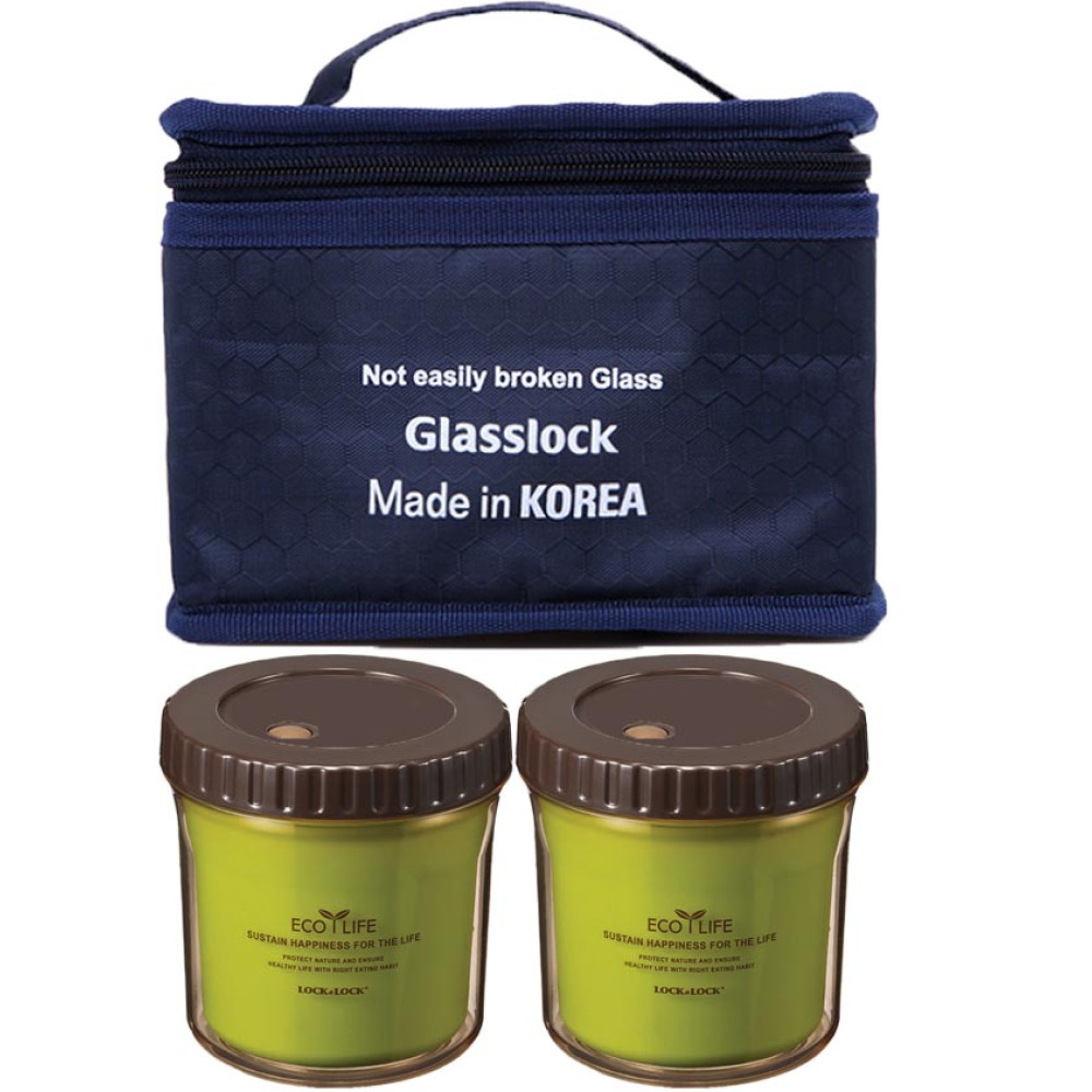 Bộ 2 hộp nhựa giữ nhiệt Ecolife Lock&lock và túi giữ nhiệt Glasslock