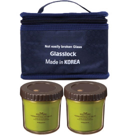 Bộ 2 hộp nhựa giữ nhiệt Ecolife Lock&lock và túi giữ nhiệt Glasslock