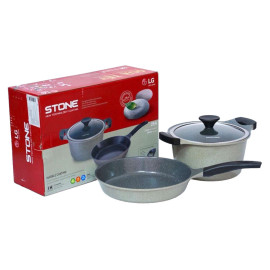 Bộ Lock&lock Stone 7 lớp Nồi đá 24cm và Chảo đá 28cm dùng tốt trên bếp từ